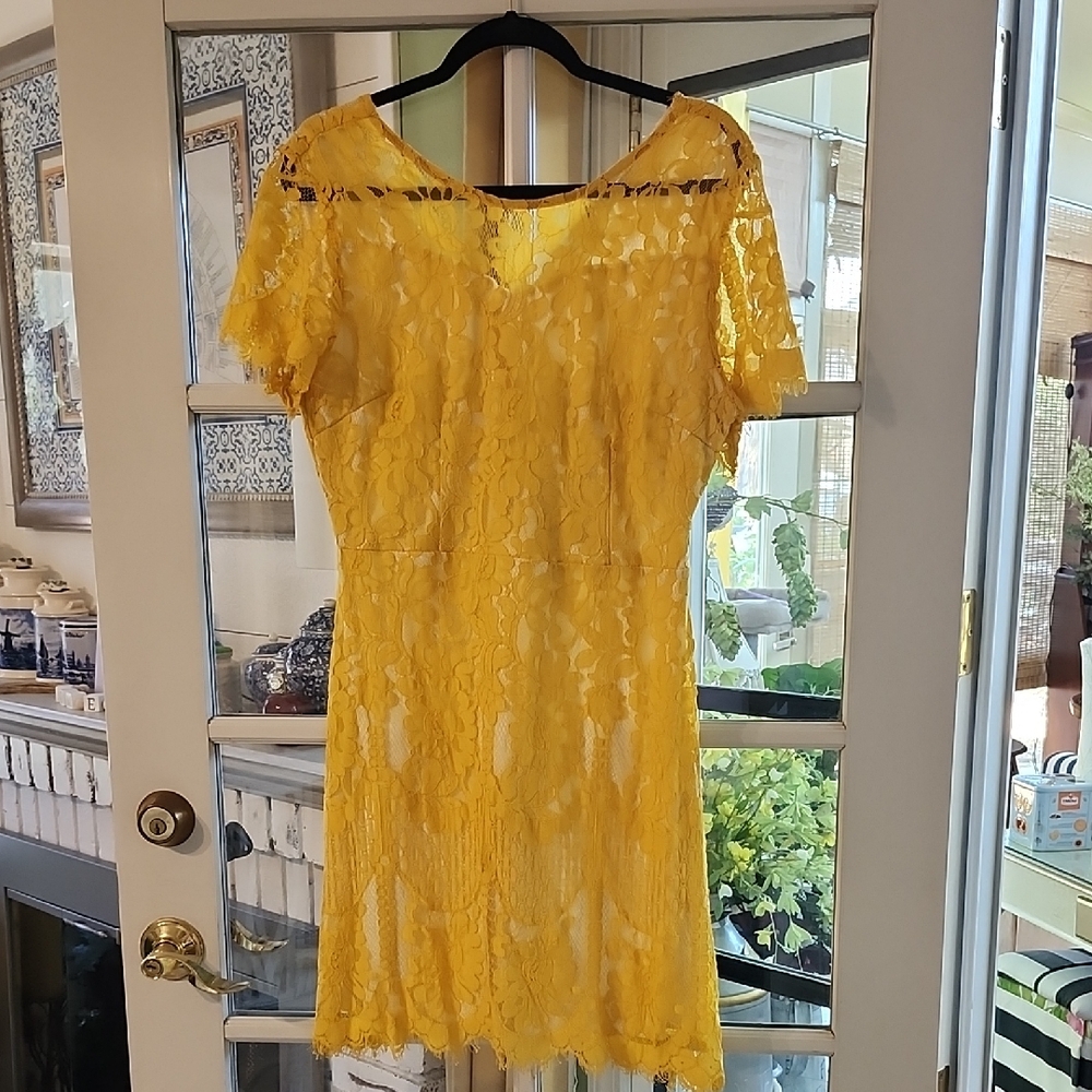Elegant Yellow Lace Dress
